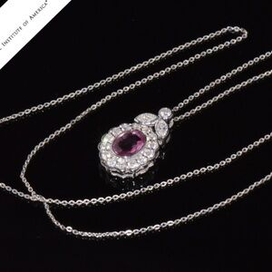 GIA CERTIFIED NATURAL 2.35CTS VS F DIAMOND SAPPHIRE 18K GOLD PLATINUM NECKLACE